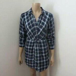 NWT Abercrombie Womens Knot Front Plaid Dress Size XS Blue